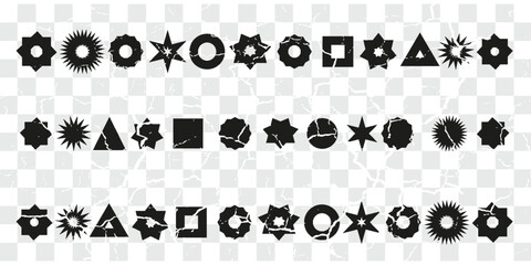 Obraz premium Circle sticker set. Wavy edge promo black badges. Star burst shape tags for price. vector modern