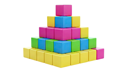 Colorful Building Blocks Stacked in a Pyramid Shape