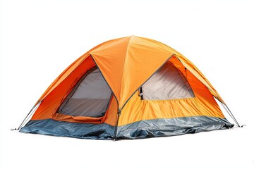 Orange Tent Amidst Nature: An outdoor tent invites the thrill of exploration and adventure, a sanctuary nestled in the embrace of nature. 