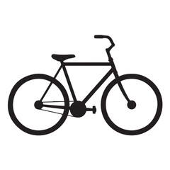 Obraz premium Simple Bicycle Silhouette in Minimalist Style with Solid Black Color on White Background for Cycling Icon