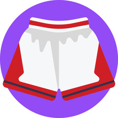 A simple icon representing loose-fitting basketball shorts with an elastic waistband, designed for comfort and mobility during play.