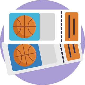 Tickets &ndash; Represents basketball game entry passes, commonly used for purchasing, booking, or accessing match tickets.