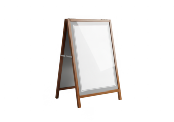 Wooden a-frame chalkboard isolated on transparent background