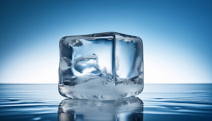 Single Clear Ice Cube Pure Frozen Water Isolated Crisp