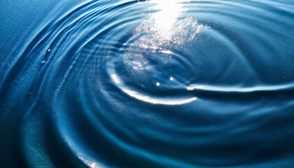 Overhead Perspective Of Water Surface Dynamic Ripple Blue Abstract Sunlight Reflection Tranquil Nature