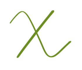 Hand drawn letter X, olive green brush doodle alphabet isolated on transparent background