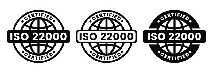 Obraz premium ISO 22000 Food Safety Management System Certification Icon and Symbol for Food Industry Compliance, Quality Control, and International Standards