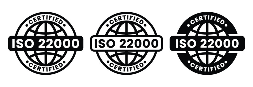 ISO 22000 Food Safety Management System Certification Icon and Symbol for Food Industry Compliance, Quality Control, and International Standards