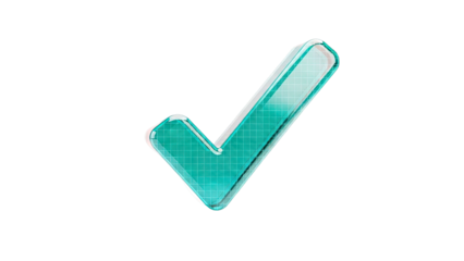Glassy Teal Check Mark Symbol