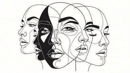 Abstract Continuous Line Art of Faces