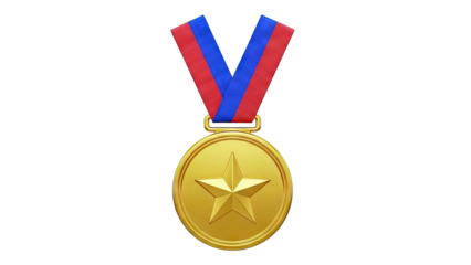 Gold Medal with Star and Ribbon