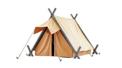 Orange Canvas Teepee Tent with Wooden Poles