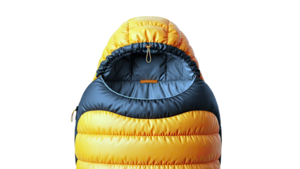 Orange and Black Puffy Sleeping Bag with Drawstring Hood
