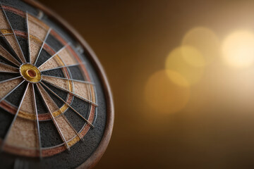 Close-up of a dartboard with blurred background.