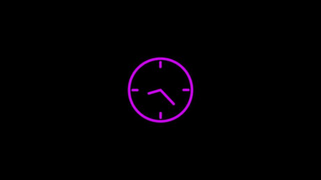 Abstract moving clock icon ,stopwatch. clock icon vector clock face animation video on black background. 4k video