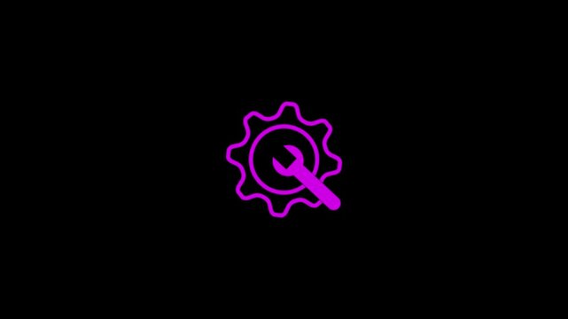 Wrench and cog wheel icon, repair tool icon animation
