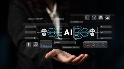 AI assistant and chatbot connection with digital circuit lines, representing data analysis, automation, and machine learning systems Parse