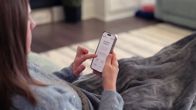 Middle Aged Woman Doing Online Shopping at Home Asked to Leave Tip - Tipping Culture Has Gotten Out of Hand Concept