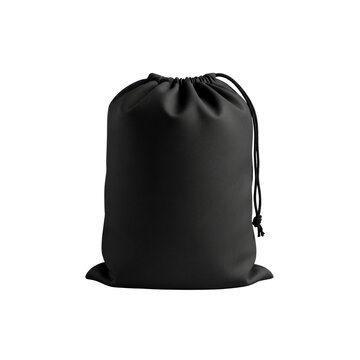 Black fabric drawstring bag