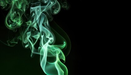 Obraz premium Ethereal Green Smoke Swirls Against a Dark Backdrop.