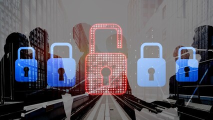 Digital security concept illustrating a cybersecurity breach, with a red unlocked padlock indicating data exposure among secure systems, emphasizing system vulnerability and risk Marrow