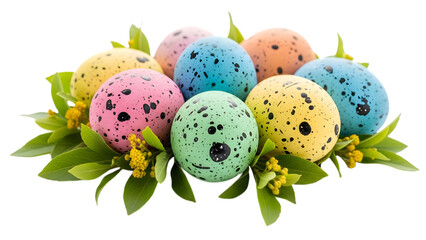 Easter eggs for easter sunday isolated on transparent background colorful decorated eggs