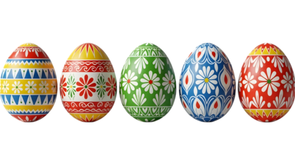 Easter eggs for easter sunday isolated on transparent background colorful decorated