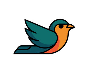 Fototapeta premium A colorful cartoon bird with vibrant feathers and a modern design style