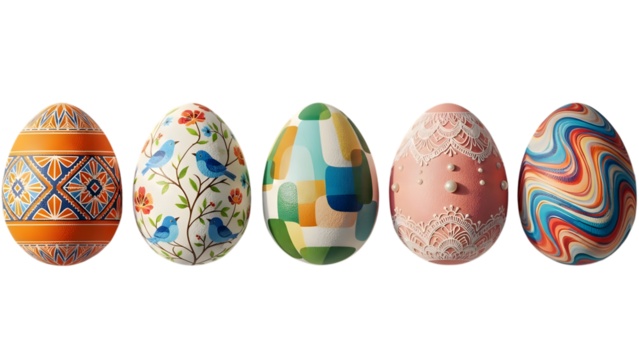 Easter eggs for easter sunday decorations isolated on transparent background - Powered by Adobe