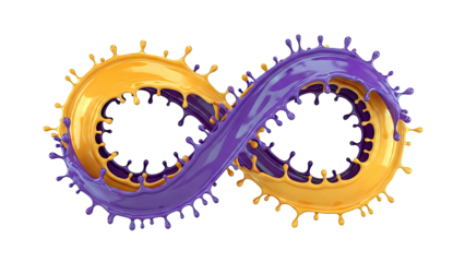 Orange and Purple Splashing Liquid Infinity Symbol