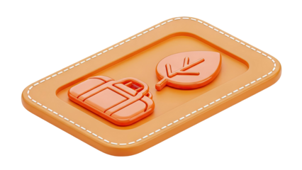 3D Icon: Briefcase and Leaf on Orange Background