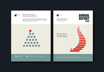 Annual Report Cover Template with Infinite Stairs Growth Illustration