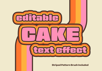 Editable Layered Cake Bakery Text Effect Template with Pattern Brush