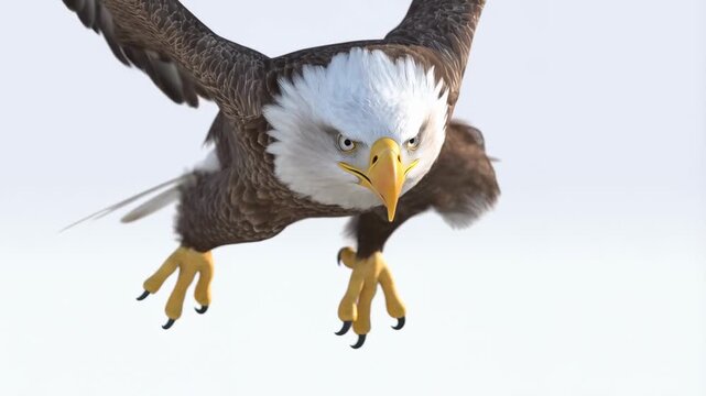 Majestic bald eagle soaring and diving in graceful aerial descent