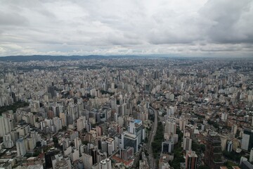 Expansive view of Sao Paulo showcasing urban landscape and cloudy skies