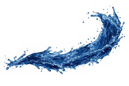 Dynamic blue water splash creating a wave motion with transparency through splashing liquid fluid element - Powered by Adobe
