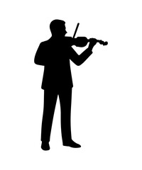 Fototapeta premium Man violinist silhouette playing classical music on violin