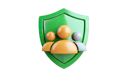 Shield with People Icon - Security and Protection Concept