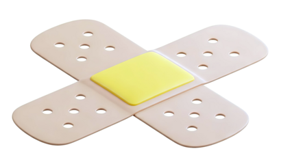 3D Render of Crossed Band-Aids with Yellow Pad