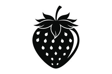 Flat Design Strawberry Silhouette, Black Berry Shape for Digital Icons and App Graphics