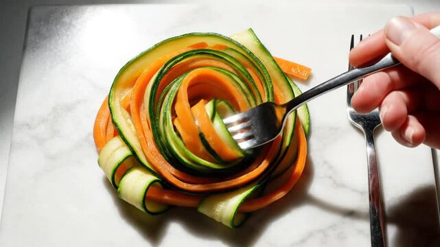 Elegant Vegetable Art Presentation of Healthy Eating and Dining Experience Preparation Style