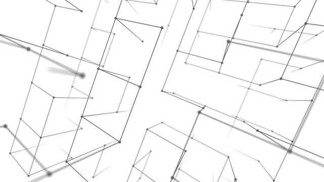 Looping Architectural Sketching Structural Connecting Cubes Network Background Animation