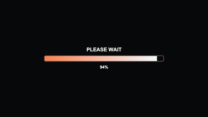 Modern style progress bar animation shows waiting period of loading with clear message asking user to please wait while loading is in progress