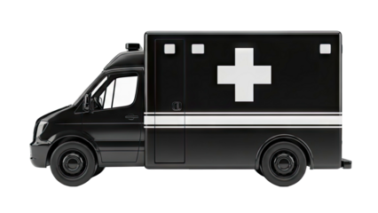 Black Ambulance with White Medical Cross