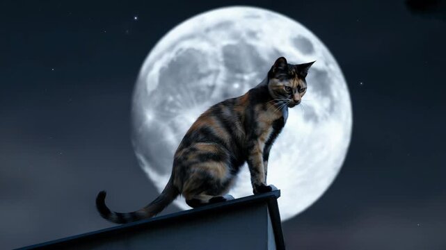 Curious tortoiseshell cat washing paws in cozy indoor room