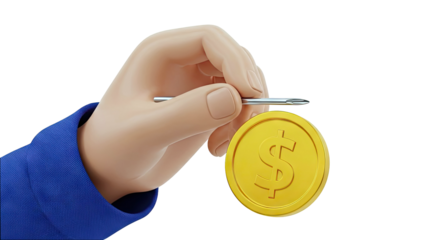 Hand with Needle and Dollar Coin