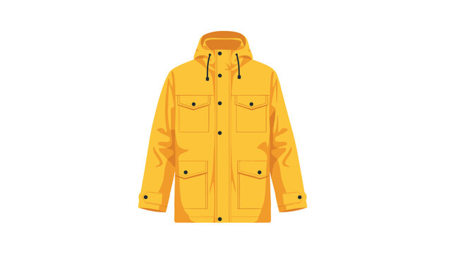 Durable yellow adult's raincoat featuring practical pockets and a protective hood, designed for outdoor activities and rainy conditions.
