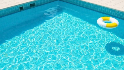 Obraz premium Serene Swimming Pool Scene with Inflatable Ring.