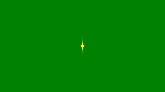 Twinkling Retro Cartoon Stars Animation on Green Background &ndash; Flat Vector Doodle Starry Night Loop