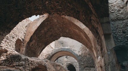 Exploring Ancient Roman Architecture With Massive Stone Arches and Rough Travertine Walls in a Historical Setting